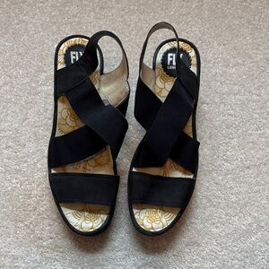Fly London Black Strappy Sandals
